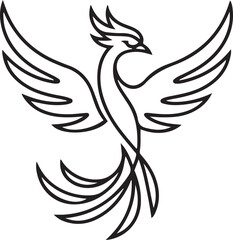 Fototapeta premium One single line drawing of luxury phoenix bird for company logo identity. Business corporation icon concept from animal shape. one line Icon drawing