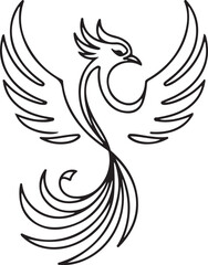 Obraz premium One single line drawing of luxury phoenix bird for company logo identity. Business corporation icon concept from animal shape. one line Icon drawing