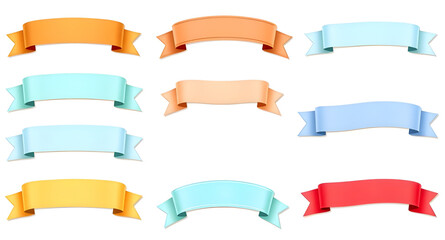 Obraz premium ribbons, colorful, vector, set, banner, decorative, festive, celebration, party, gift, bow, wrapping, curve, wave, stripe, stream, curl, twist, graphic, design, illustration, flat, modern, bright, vib