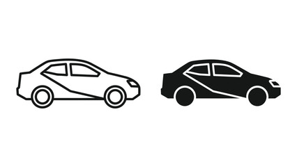 Fototapeta premium Simple black and white car illustration