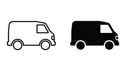 Simple black and white van icons © Jahidul