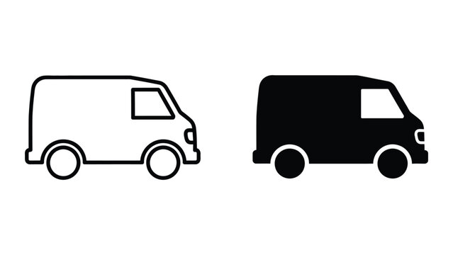 Simple black and white van icons