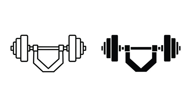 Dumbbell icon in outline and solid style