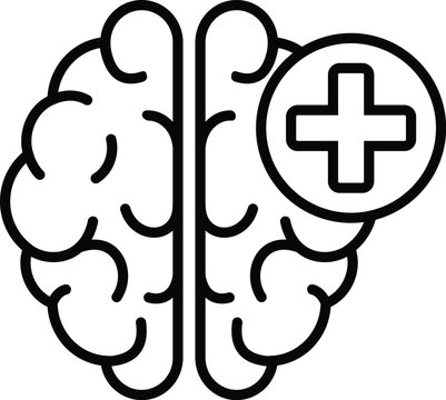 Brain mental health icon in linear style.