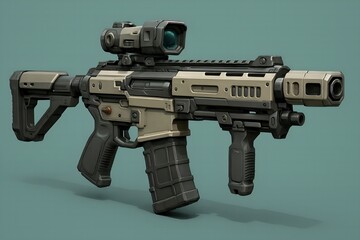 Futuristic Assault Rifle with Tactical Design 