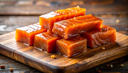 Salmon Candy on Wooden Table