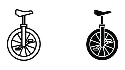 Simple black and white illustration of two unicycles © Jahidul