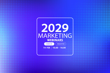 Obraz premium Futuristic blue background for marketing webinars and online conferences. Vector illustration with technical grid dots, ideal for digital transformation, tech workshop, and cybersecurity seminars.