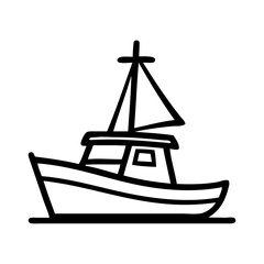 Dibujo sencillo con líneas de un viejo barco de pesca  © teracreonte