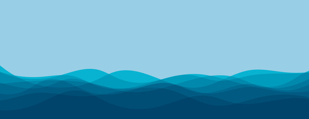 Fototapeta premium Blue Abstract Wave Background. Modern Flowing Ocean Banner Design