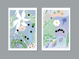 Floral Abstract Posters. Design for social media, cards, posters