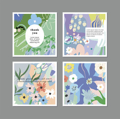 Floral Abstract Posters. Design for social media, cards, posters