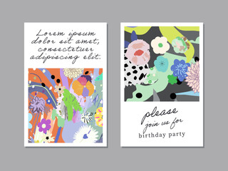 Floral Abstract Posters. Design for social media, cards, posters