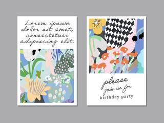 Floral Abstract Posters. Design for social media, cards, posters