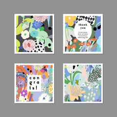 Floral Abstract Posters. Design for social media, cards, posters