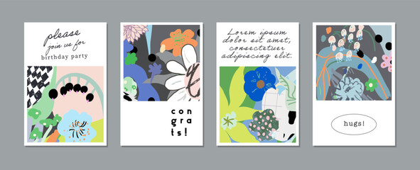 Floral Abstract Posters. Design for social media, cards, posters