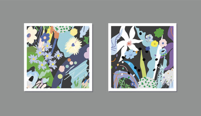 Floral Abstract Posters. Design for social media, cards, posters