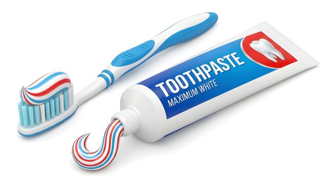 Dental Care Concept Featuring Toothpaste and Toothbrush