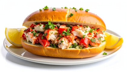 Lobster Roll Isolated on Clean White Background