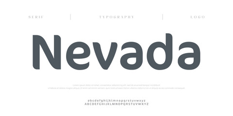 Obraz premium Nevada, Creative digital abstract Modern Alphabet Font. Typography urban style fonts for technology, digital, movie logo design. vector illustration 