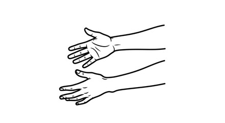 Obraz premium Two open hands reaching out from the arms, suggesting an offer of help or a greeting.