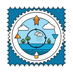 Obraz premium Water Cycle Harmony – Educational Awareness Stamp