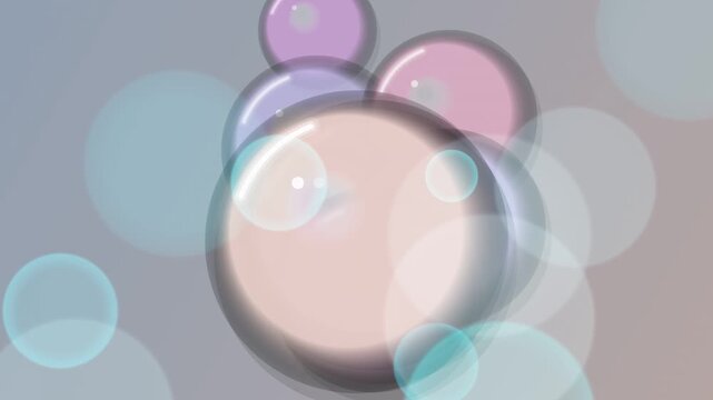 Soft, translucent pastel bubbles overlap and glow with subtle highlights and reflections, creating a gentle, ethereal atmosphere.