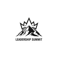 Obraz premium Leadership Summit logo with mountain range and crown on isolated white background