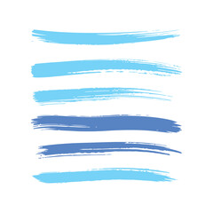 Obraz premium Blue paint strokes in various shades and textures on a clean white background