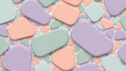 Fototapeta premium Close-up of pastel colored rounded geometric shapes on a speckled terrazzo surface