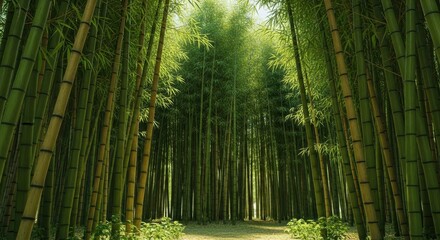 Lush Bamboo Forest Canopy - A Serene Natural Sanctuary.