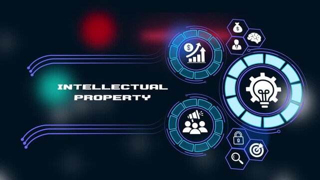Intellectual property protection copyright patent and innovation rights concept. Business, Technology, Internet and network concept.