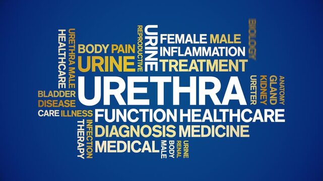 Urethra animated word cloud-text design animation tag kinetic typography seamless loop.