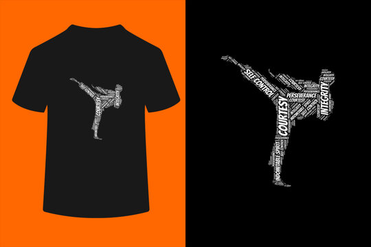 Taekwondo Fighter 5 Tenets of TKD Martial Arts T-Shirt
