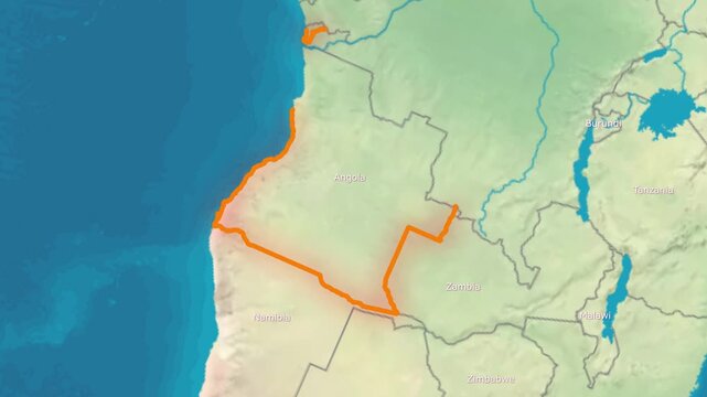 Ultra HD 4K Earth Zoom Animation Showing the Geographical Location of Angola in Southern Africa.
