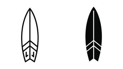Surfboard icons in black and white