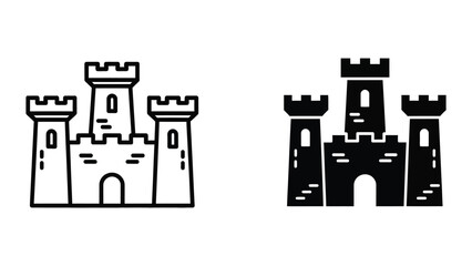 Simple castle icons in black and white © Jahidul