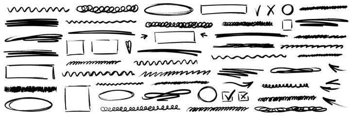 Happy kid creates line using crayon and pen, highlight and scribble bring energy, underline with marker and brush, crayon and scribble shine in bright highlight.