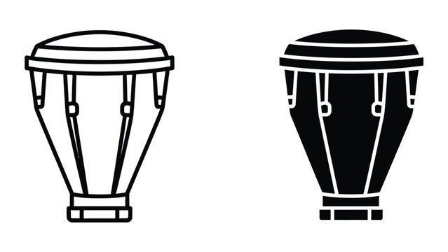Djembe drums icon set