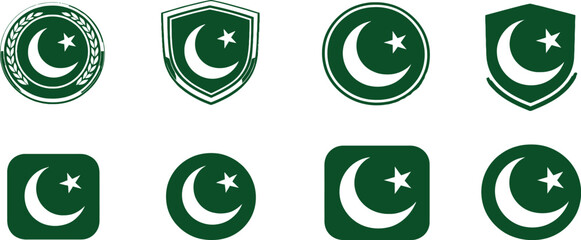 Pakistan Round Flag Icon Collection for Football Tournament and Sports Event Celebration Design Set