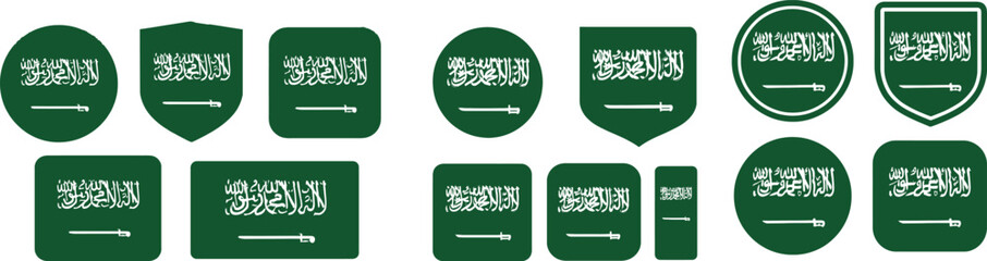 Saudi Arabia Flag Icon Collection for Football Tournament and Sports Event Celebration Design Set