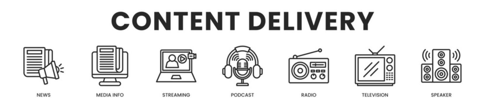 Content Delivery All In One Icon Multi Styles Vector Set