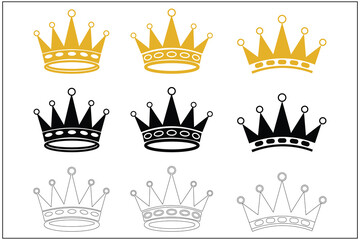 Royal Crown Cutout Silhouette Set White Background Vector Collection © Graphicsign