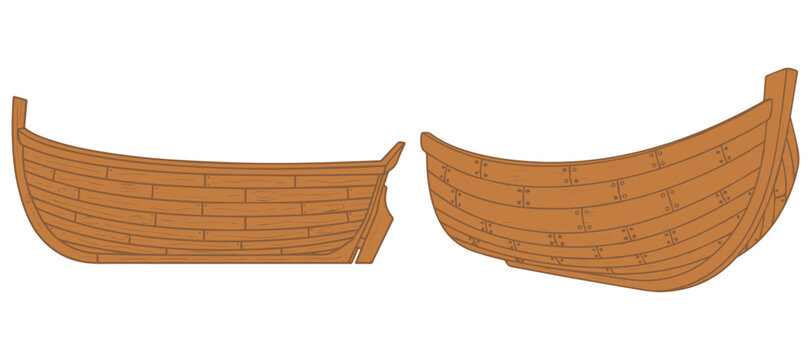 Wooden boat hull sections for ship building project eps 10
