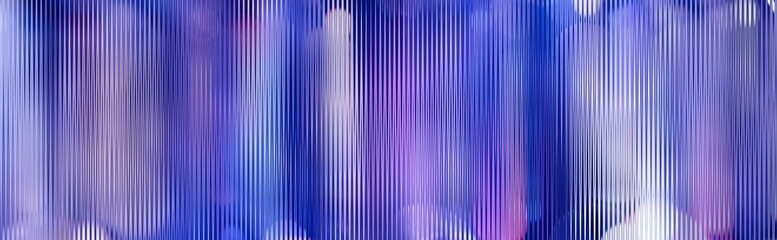 Fototapeta premium Abstract blue purple iridescent vertical line texture with glossy ribbed distortion gradient background panorama