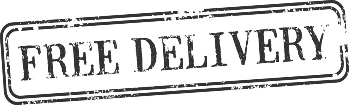 A vintage style stamp with the text free delivery in the center.