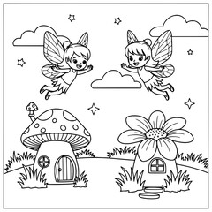 Obraz premium Fairy magic story coloring book