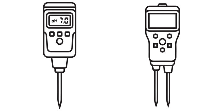 Soil ph meter and moisture tester for agricultural analysis line art and eps 10