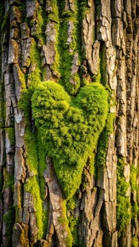 Mossy Heart in the Tree Bark