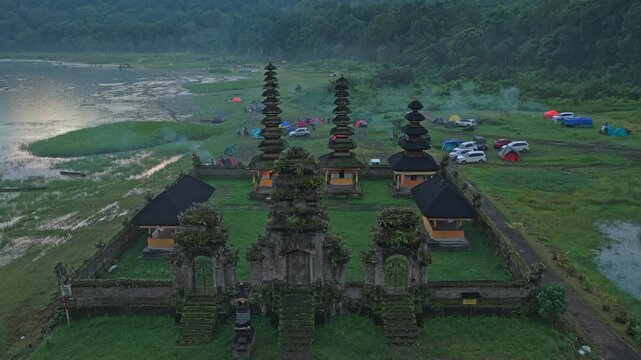 Aerial view of pura ulun danu tamblingan temple in bali